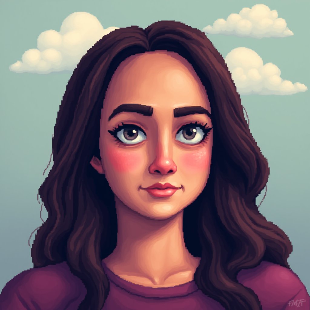 pixel art portrait, retro game aesthetic, limited color palette