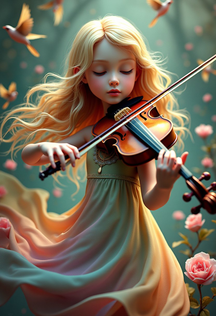 Enchanting Violin Melody A Whimsical Journey Through Color and Light