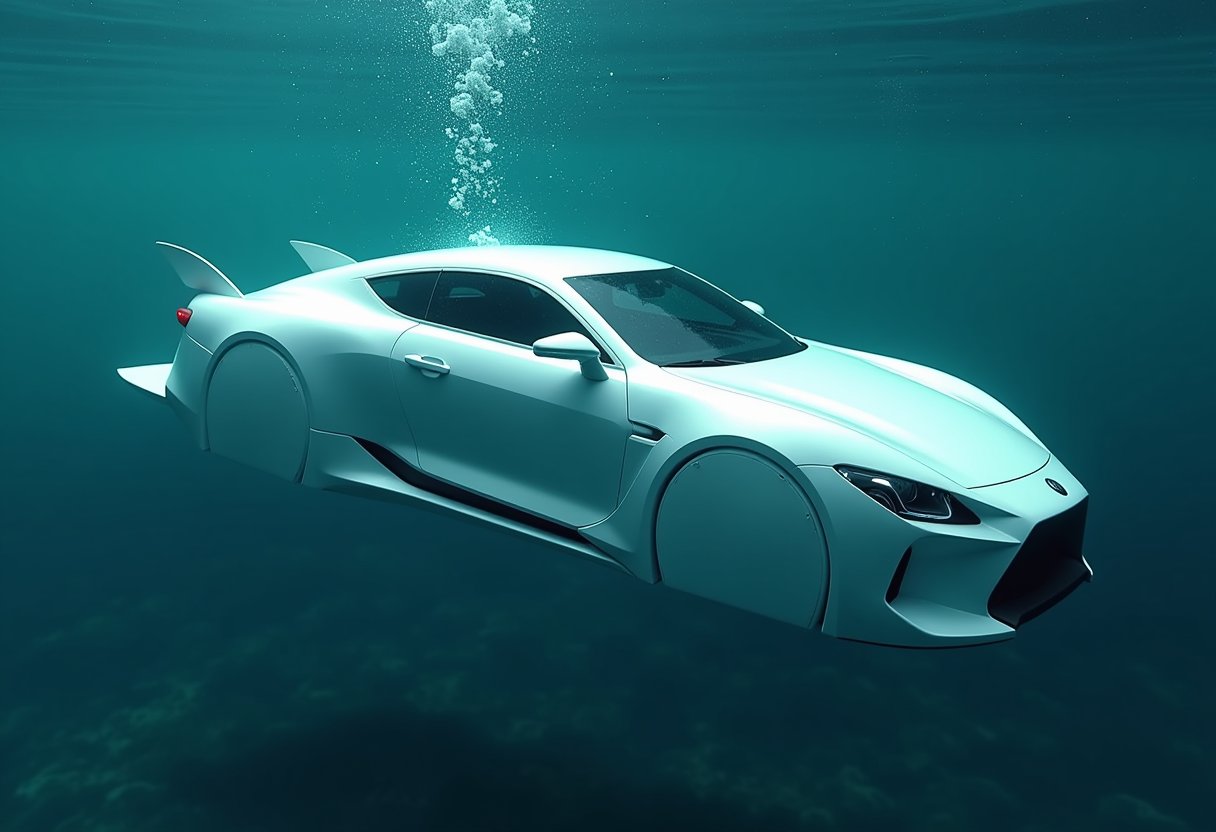 Aquatic AvantGarde A Teaser of a Hybrid Car Conceptualized for Land and Sea