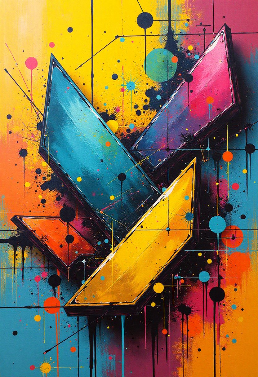 Vibrant Abstract Composition with Geometric Shapes