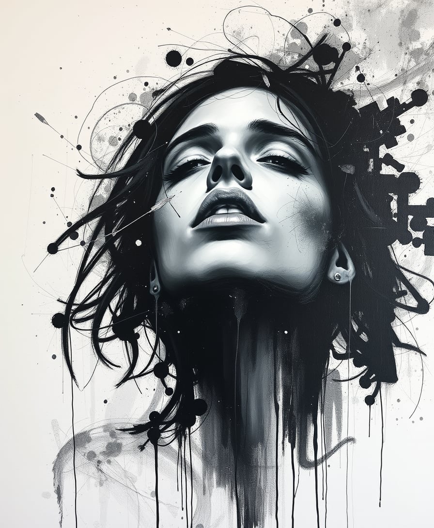 The art style in this image is expressive and appears to be a blend of figurative and abstract elements. The artist has used thick, textured brushstrokes and a monochromatic palette to create a dynamic and emotional piece. The style is reminiscent of contemporary figurative artists who use expressive techniques to convey emotion and movement in their work.
Abstract Expressionism.
Figurative Art.
Graffiti Art.
Surrealism.
The artist has skillfully combined these influences to create a unique and emotive piece that resonates with the viewer.