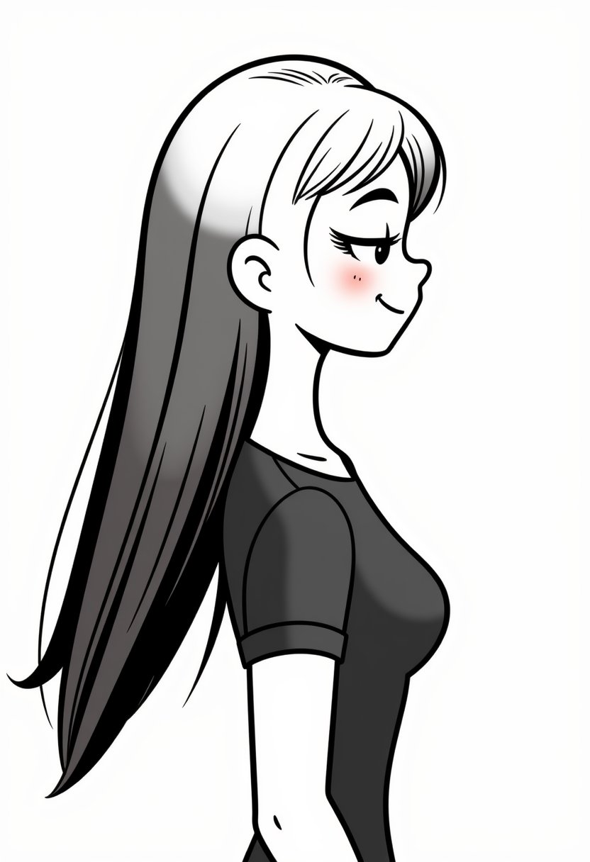 Stylized Anime Character A Young Woman with Long Hair and a Smile