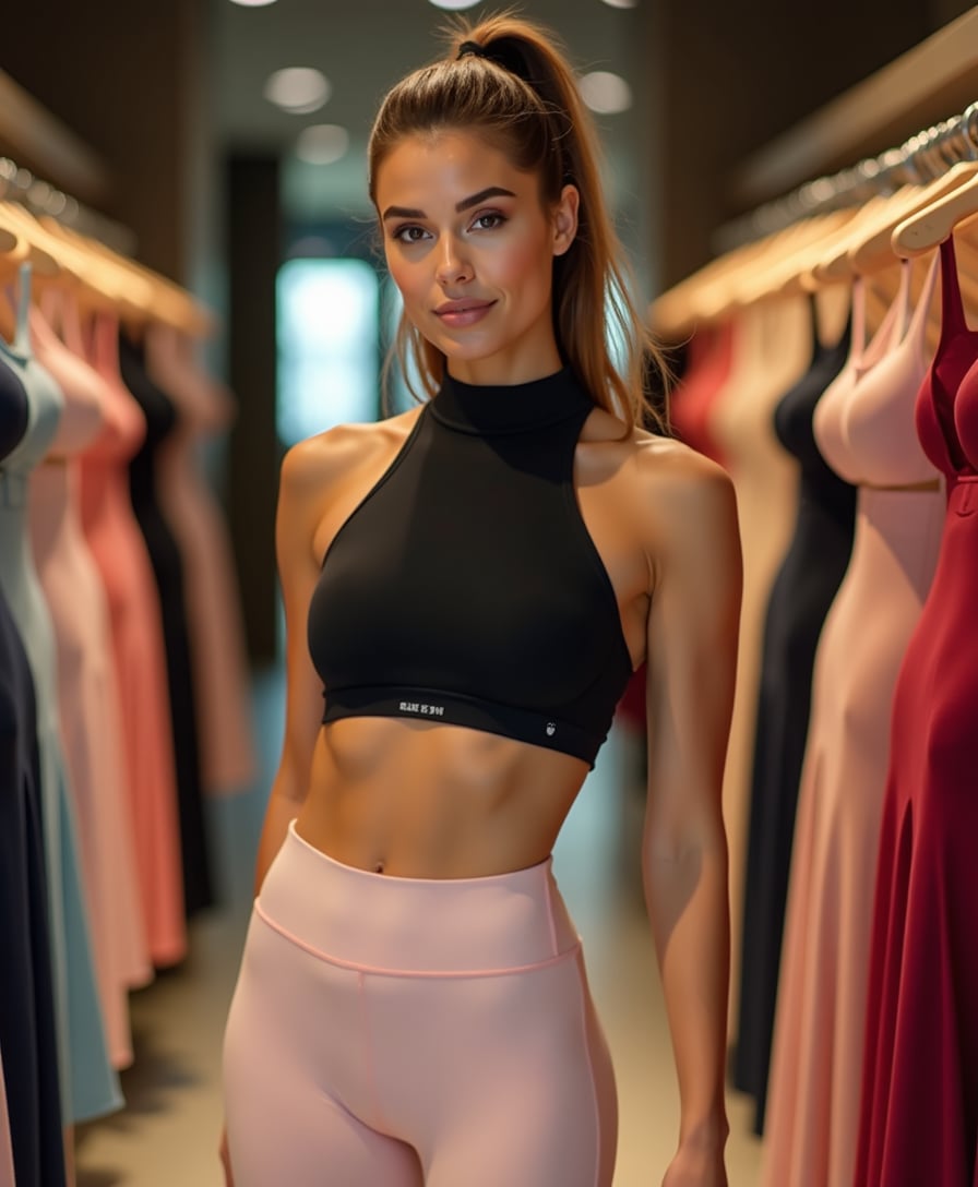 Activewear Model in Boutique Setting