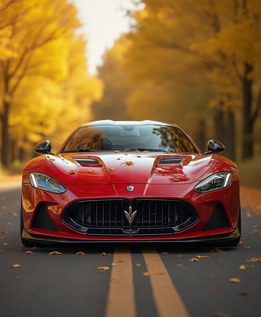 Hyper realistic eye-catching cool portrait mobile wallpaper of original bodykit Hennessey Venom F5 Car front side close-up view. original red color paint ,high quality hyper realistic original head lights,black color original alloy wheels,on beautiful vivid yellow color autumn fall sunny weather forest road background.some leafs on the car hood.background is perfectly lens blured and decorate with bokeh effect like Expensive, super quality Canon EOS 5D Mark IV DSLR camera and Canon EF 24-70mm f/2.8L II USM lense,Depth of Field,high quality,high resolution,smooth textures,perfect details and wonderfull color balance.overall I cant belive how beautiful this wallpaper.its eye-catching wonderful wallpaper without crop the car and without out of frame.Smooth cool hyper realistic 64K wallpaper