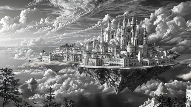 the floating city of lisbon gently floats as clouds gently swirl