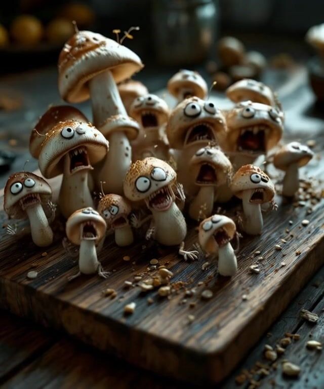 mushrooms screaming