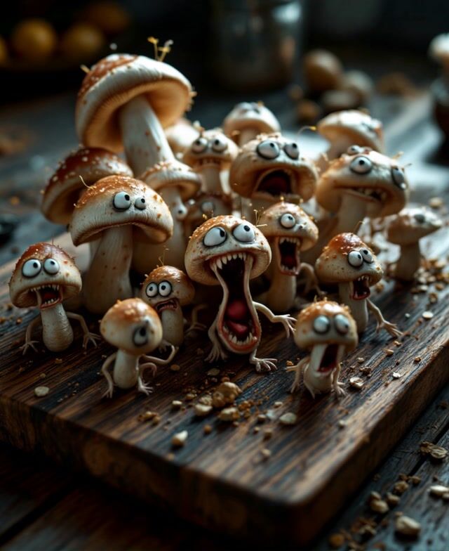 mushrooms screaming