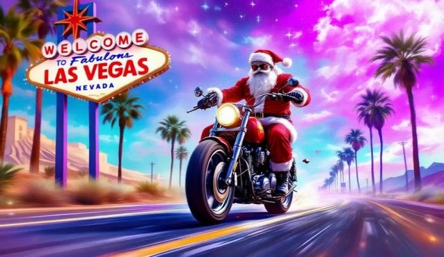 santa claus riding a motorcycle
