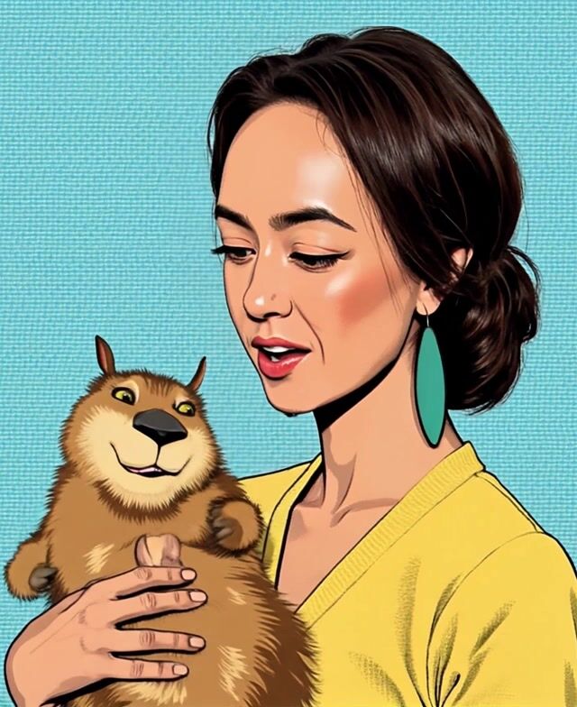 a woman smiles and talks