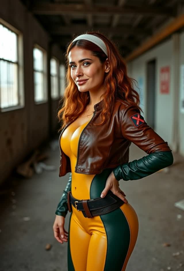 lens slowly zooms in as she smirks..