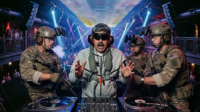 Camera tilts down to maduro as united states special forces grab his arms and start restraining him, one soldier on the far right yells 'You're coming with us!', to the man in the middle with chaotic crowd murmurs and fading EDM beats in the background, suggested duration 6 seconds.