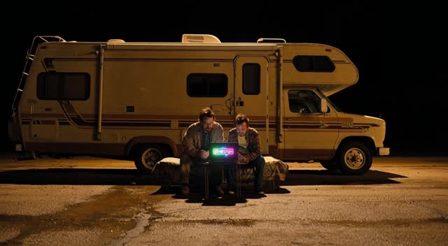 Walter White and Jesse Pinkman from Breaking Bad. Walter speaks calmly and intensely about how badass the AI video generations on Pixel Dojo are. Jesse nods hard in agreement and says “That’s dope, bitch.” Pixel Dojo logo glows on a laptop between them. Same faces, wardrobe, and desert-night RV setting locked for the full clip. No identity drift.

Style: Hollywood cinematic dark comedy, desaturated desert night, neon logo glow, 35mm film grain, high stakes energy.
Duration: 15s.

[00-05s] Wide tracking shot: Walter and Jesse lean on a beat-up RV under sodium lights; rain-slick ground optional; laptop with pulsing Pixel Dojo logo between them; camera slowly drifts in.
[05-10s] Medium close-up on Walter: he talks about how badass Pixel Dojo’s AI video generations are; Jesse beside him nods hard, eyes wide; hold eyelines on the logo.
[10-15s] Slow push-in two-shot: Jesse grins and says “That’s dope, bitch”; both stare at the glowing Pixel Dojo logo; dry wind, distant highway lights; end on their half-smiles.

Acting: Walter controlled and professorial; Jesse kinetic and hyped. Light: hard sodium key, neon logo spill. Camera: smooth cinematic moves, shallow depth. Sound: dry wind, soft laptop hum, clear dialogue. Negatives: no wardrobe swaps, no face morphing, no extra characters, logo stays readable.