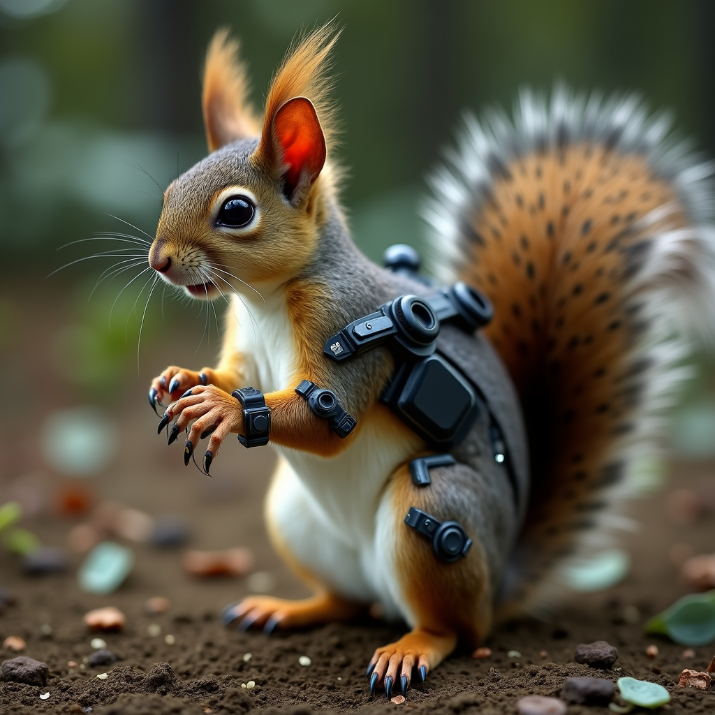 AI-generated image: Futuristic Squirrel in the Forest