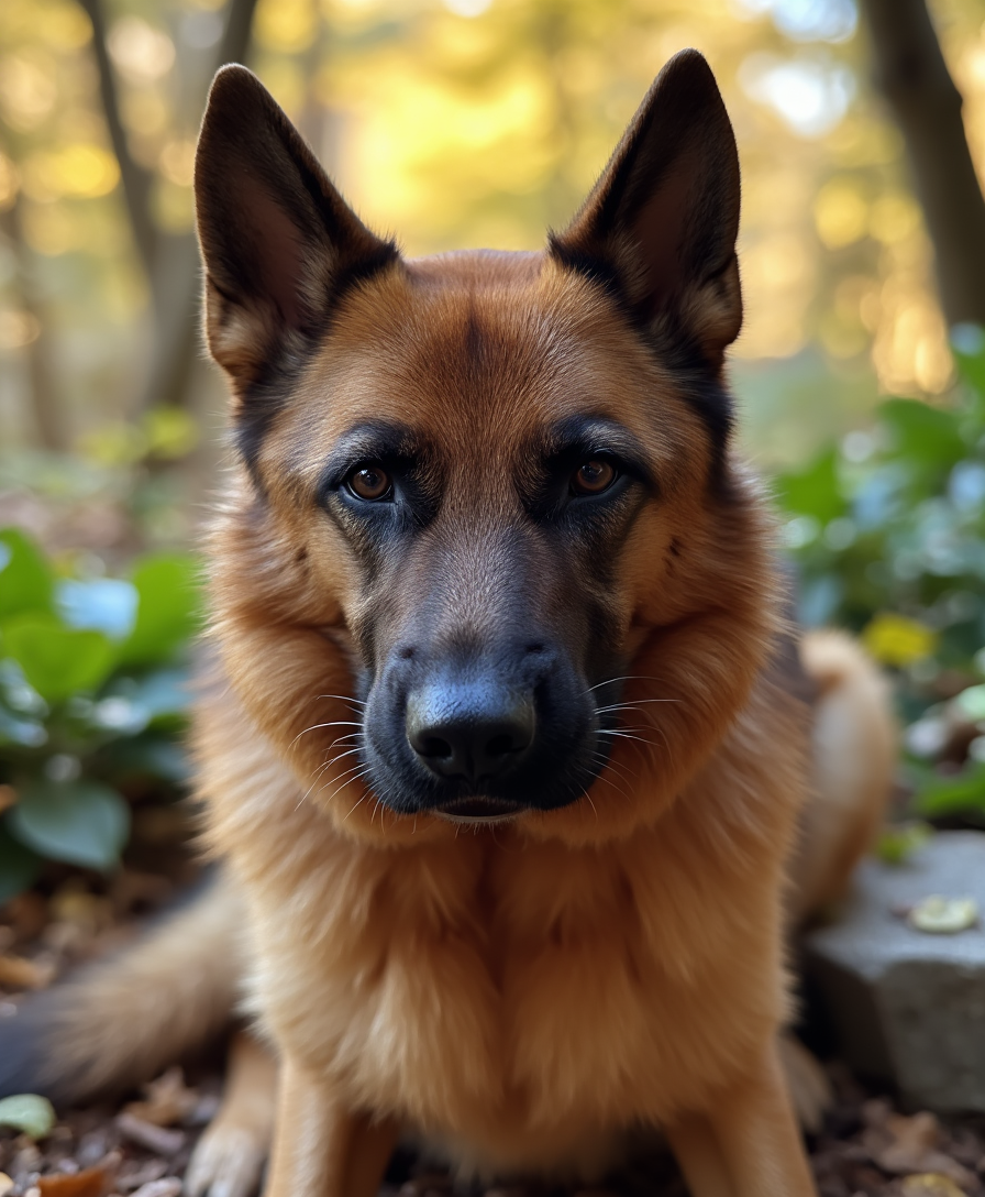 AI-generated image: German Shepherd in Autumn Forest: A Serene Portrait