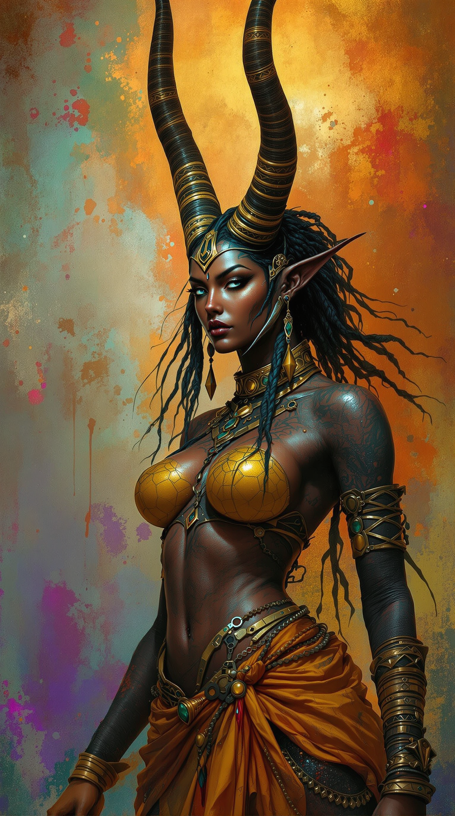 A woman as Anubis, God of the Underworld, complimentary colors, fine art rendering, hyper detailed render