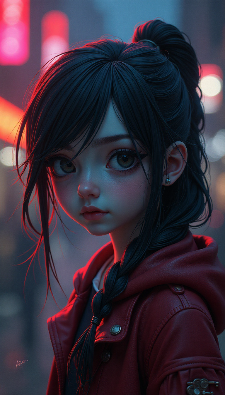 claymation, 1 girl, detailed face, time square ,detailed background ,cyberpunk shadow ,dramatic lighting