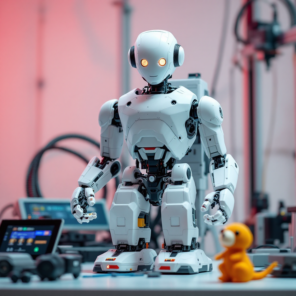 a 3d printer printing a humanoid robot