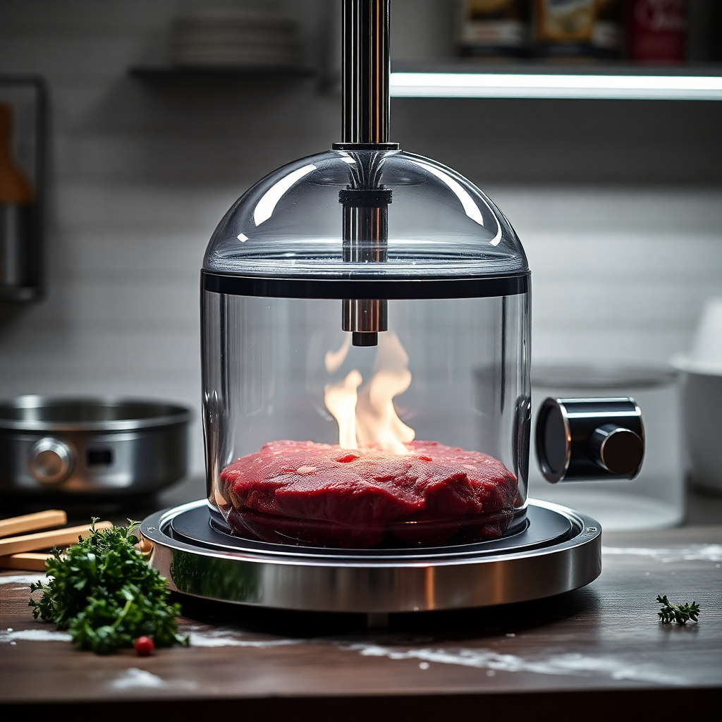 an atomic replicator creating a beef wellington