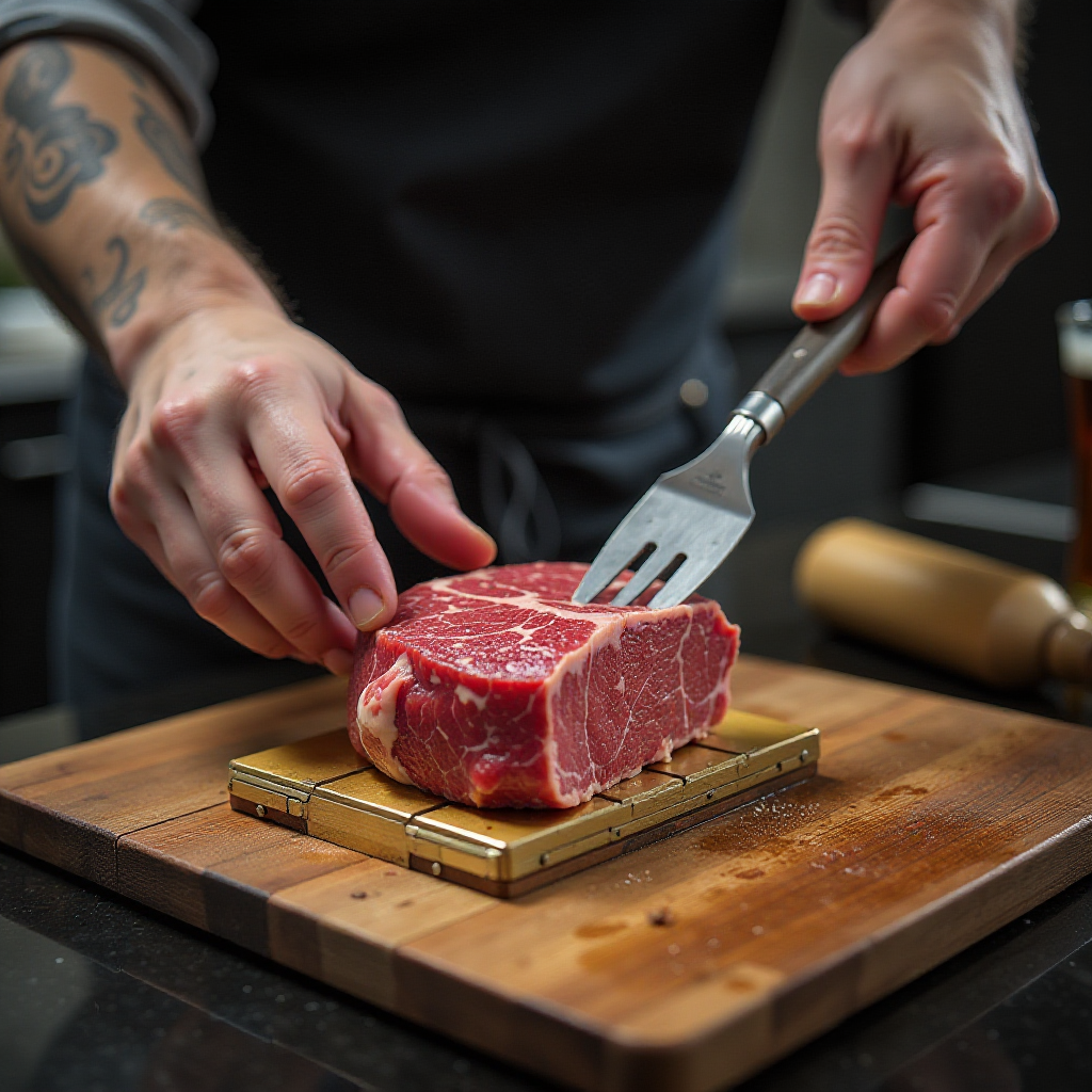 an atomic replicator creating a beef wellington