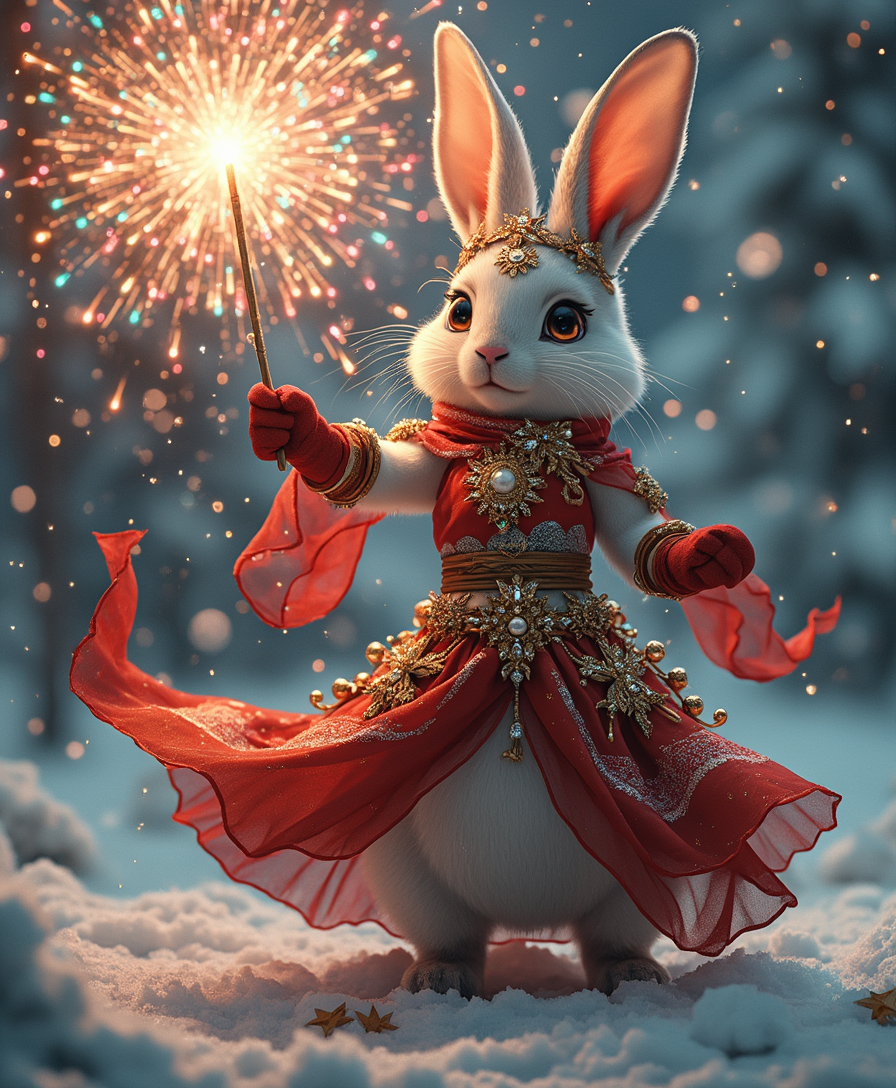 Example: A fierce and elegant Christmas goddess Rabbit