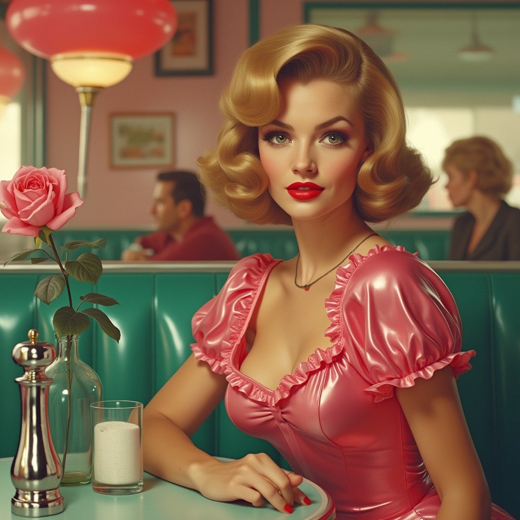 Example: This image is a stylized representation of a diner scene