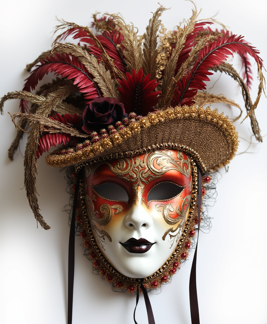 Opera carnival masquerade mask isolated on white background