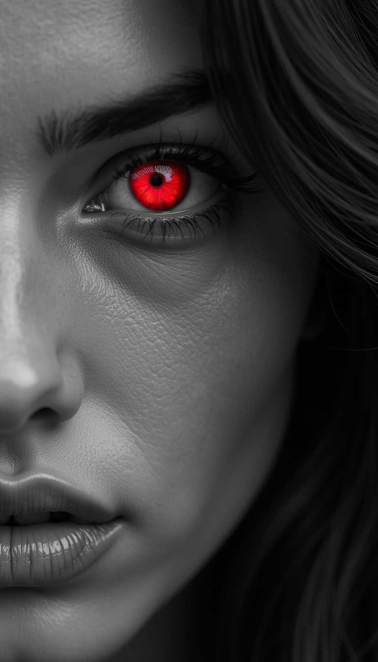 Hi, how are u? The next image that i do uploading, could you help me blend? The woman of first image in Black and gray i like it agree red’s eyes of woman second image please