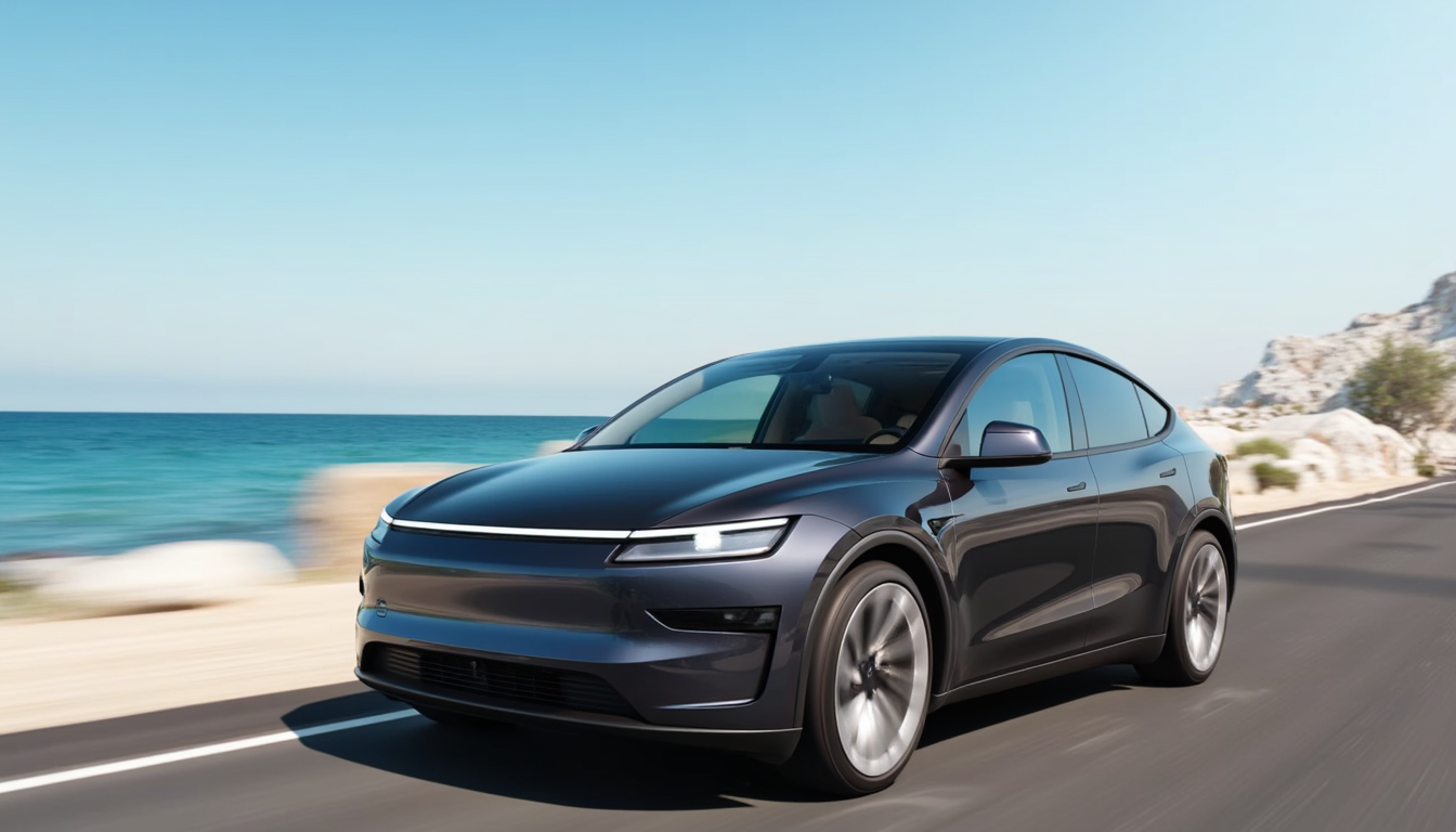 a photo of a T3SLAMDLYJNP3R car, driving by the ocean