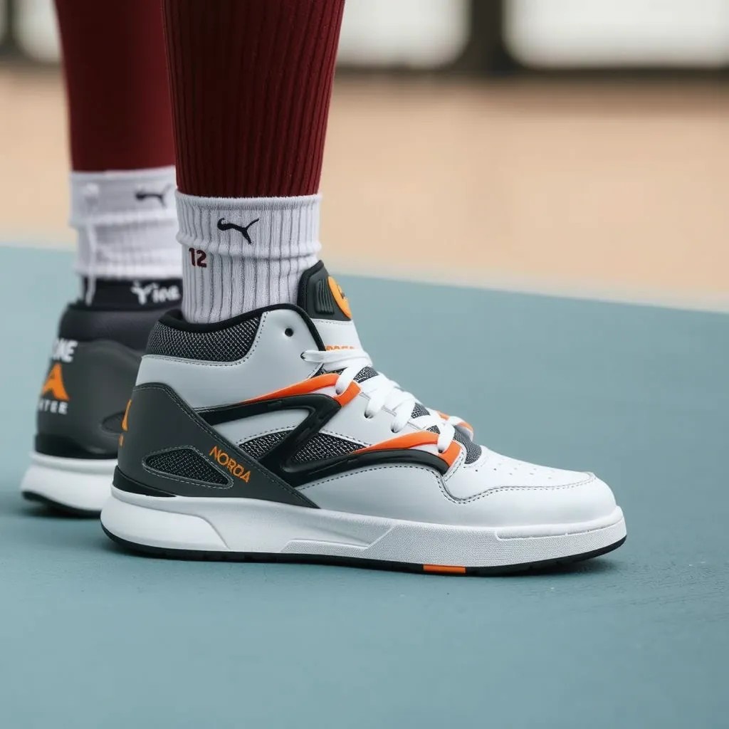Example: A basketball player wearing shoes of this style