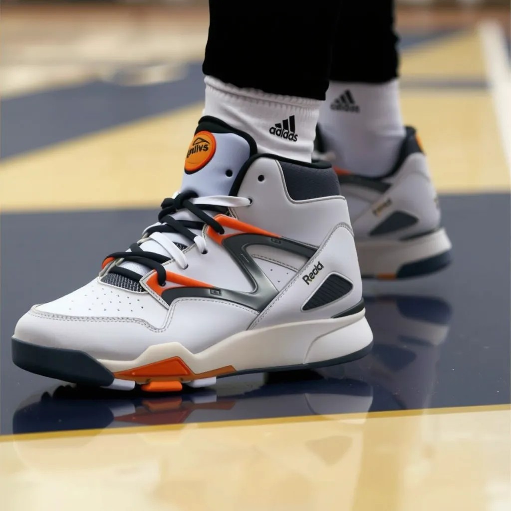Example: A basketball player wearing Reebok pump shoes of this style