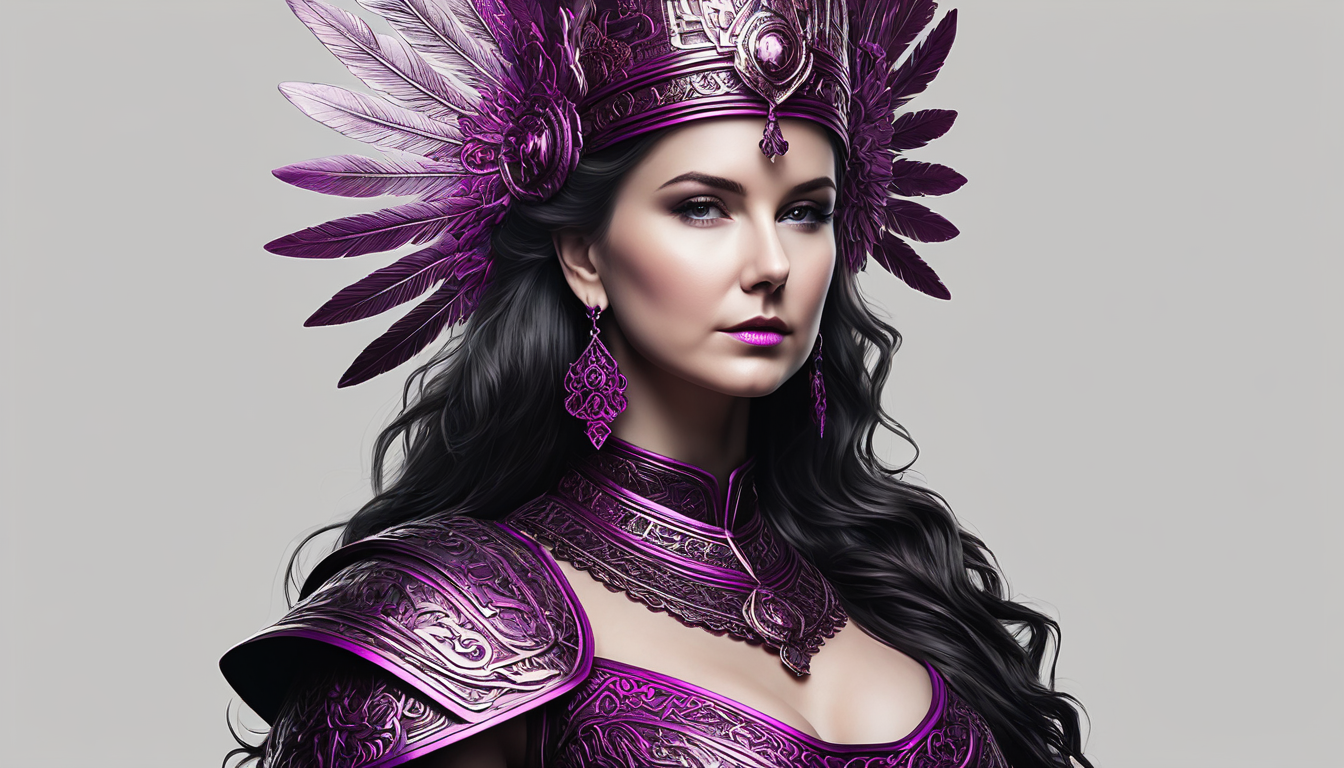 VanessaSDYT Ancient style beauty woman silhouette, detailed, perfect composition.line graphic, black and  magenta colors, totem culture, No background
, trending on artstation, sharp focus, studio photo, intricate details, highly detailed, by greg rutkowski, sf, intricate artwork masterpiece, ominous, matte painting movie poster, golden ratio, trending on cgsociety, intricate, epic, trending on artstation, by artgerm, h. r. giger and beksinski, highly detailed, vibrant, production cinematic character render, ultra high quality model, , epic royal background, big royal uncropped crown, royal jewelry, robotic, nature, full shot, symmetrical, Greg Rutkowski, Charlie Bowater, Beeple, Unreal 5, hyperrealistic, dynamic lighting, fantasy art
