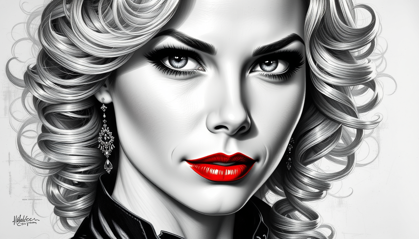 Example: **Prompt:** Create a **charcoal sketch portrait** of a young woman resembling Bl