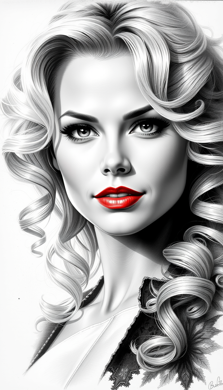 Example: **Prompt:** Create a **charcoal sketch portrait** of a young woman resembling Bl