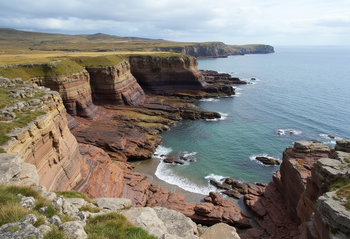 Nestled in Scotland, the banded rocks of Hosta Beach are a breathtaking spectacle of nature