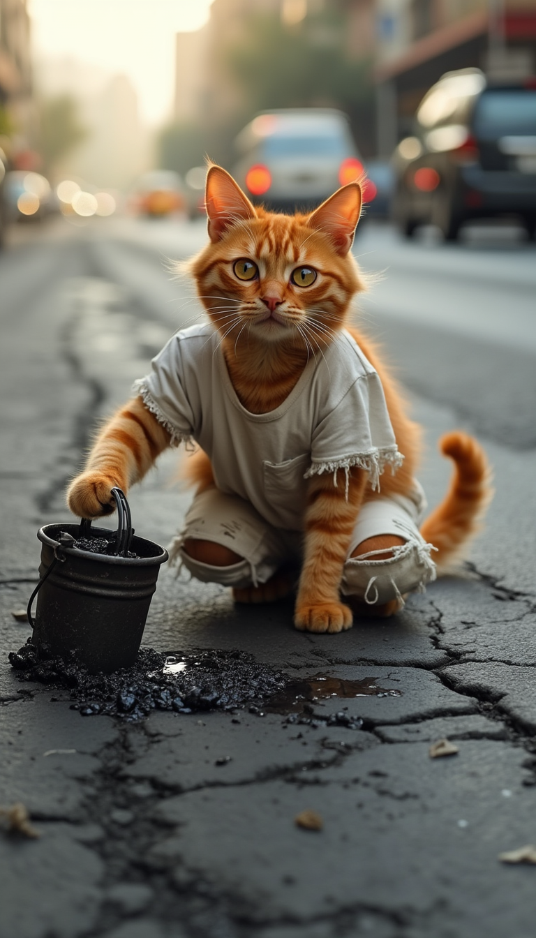 Example: A vibrant orange cat with bright
