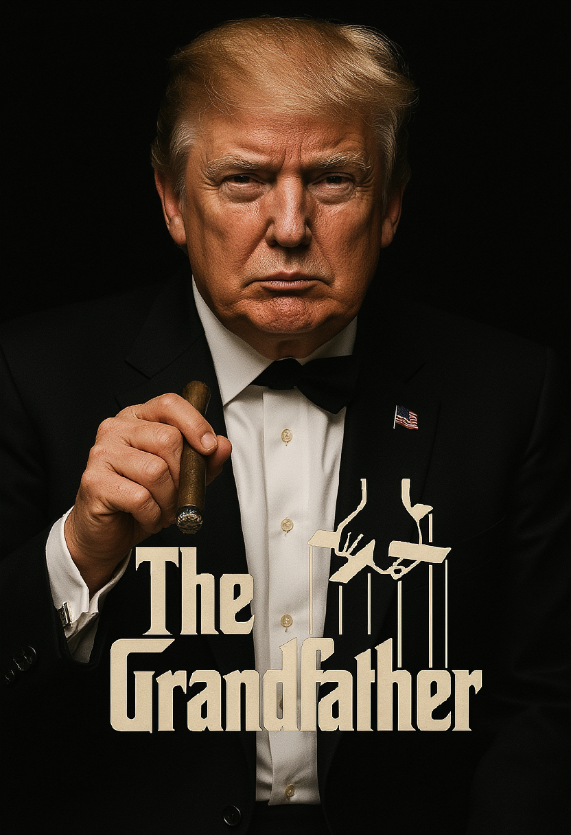 Mafia movie Cover with Donald Trump as "The Grandfather"