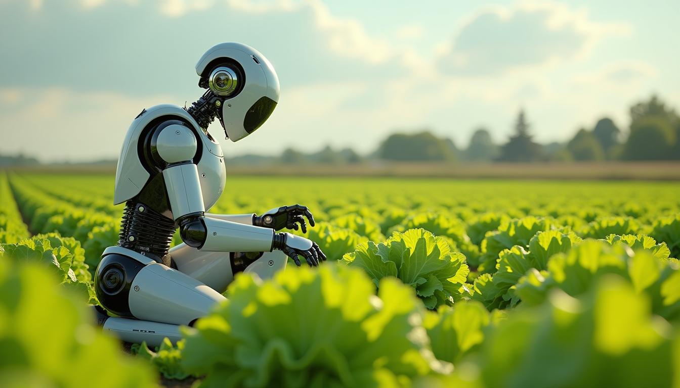 Example: Create an image of a many lots 10 streampunk android robot on their knees pickin