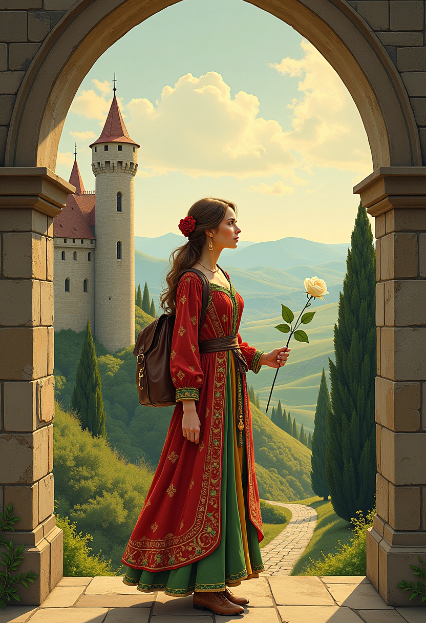 Example: A stunning tarot card illustration of "The Fool