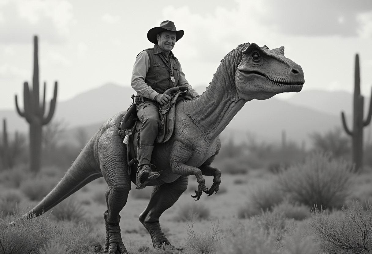 Example: Create a photorealistic monochrome photo of an 1863 Tucson