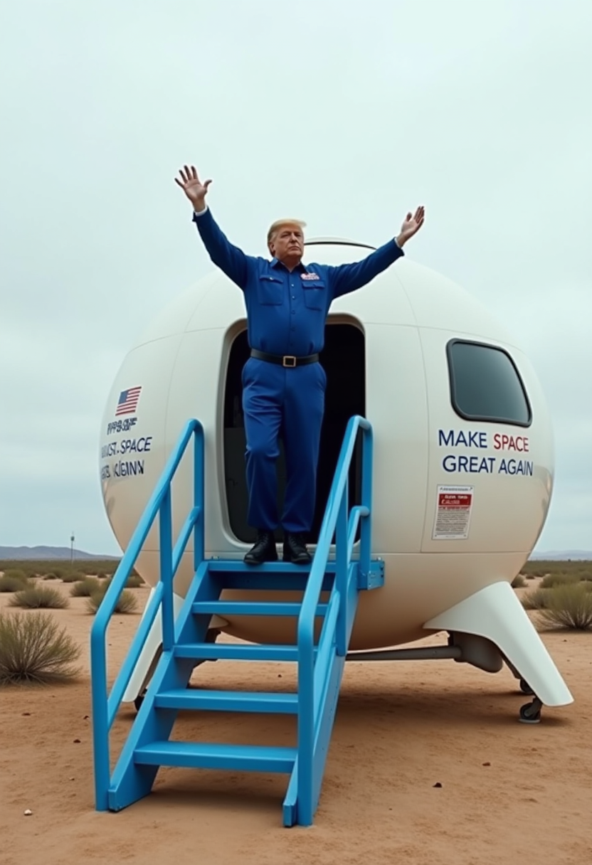 Example: This image captures a moment of triumph and happy in a stark desert landscape