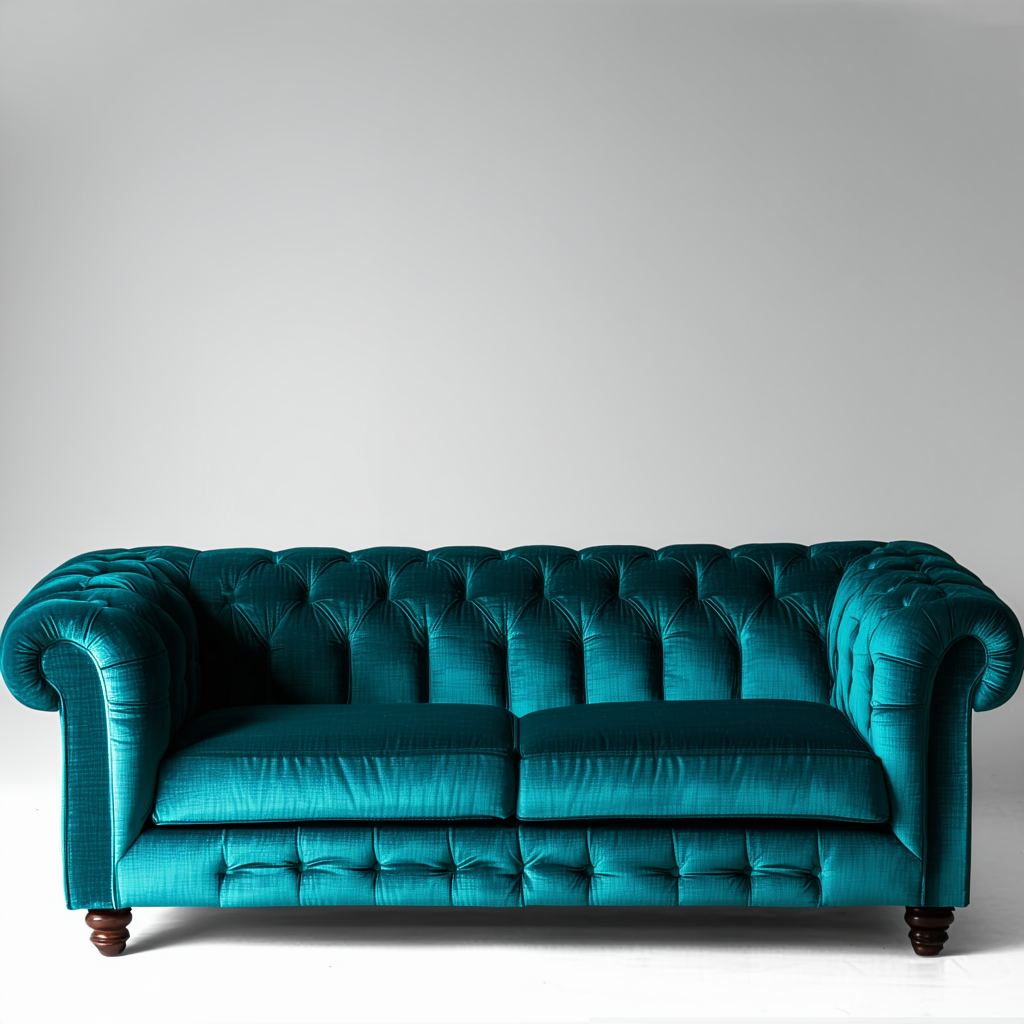 Example: A plush velvet sofa with intricate stitching details
