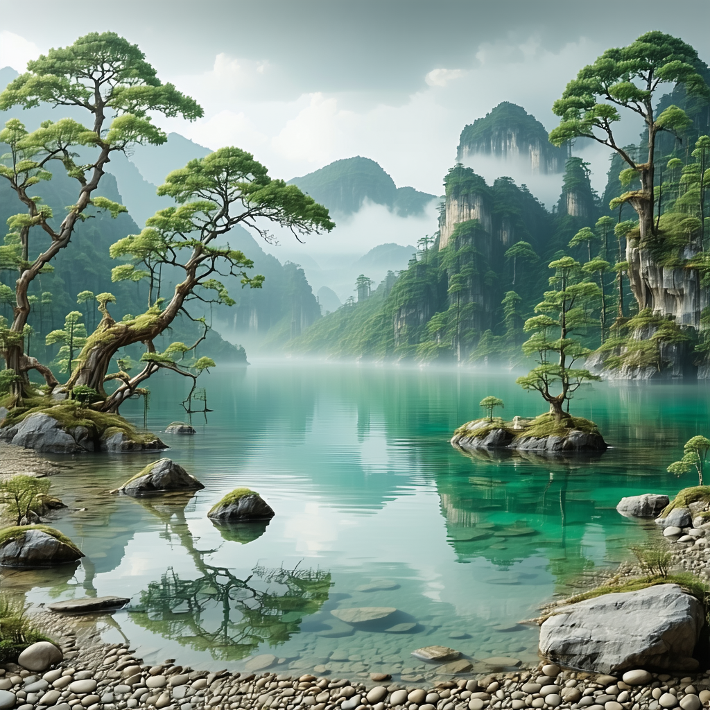 Create a scene that evokes a feeling of serenity