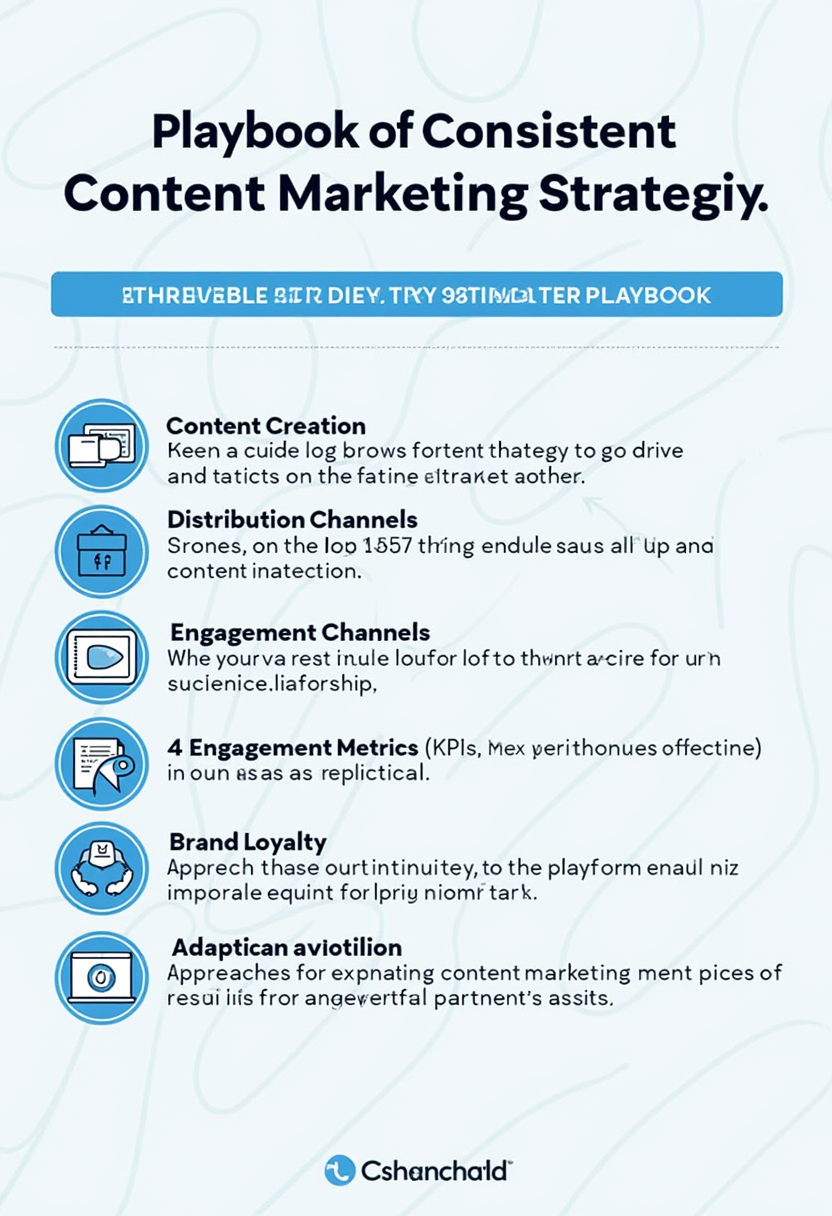 Develop a comprehensive playbook for consistent audience engagement as a creative content marketing strategist. Outline innovative strategies and tactics for intermediate marketers, incorporating real-world examples to illustrate key concepts. Focus on creative approaches that drive engagement and foster brand loyalty.** Address the following components in your playbook:** ## 1. **Content Creation**: Strategies for crafting engaging content that resonates with the target audience. ## 2. **Distribution Channels**: Effective platforms and tactics for content dissemination. ## 3. **Engagement Metrics**: Key performance indicators (KPIs) for measuring audience interaction. ## 4. **Brand Loyalty**: Techniques for leveraging content marketing to build lasting customer relationships. ## 5. **Adaptation and Evolution**: Approaches for continuously refining the content marketing strategy based on audience feedback and performance data.
