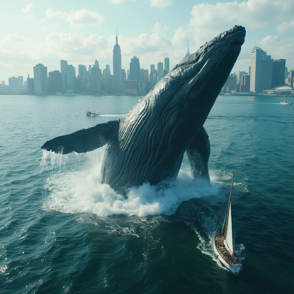 Example: A massive blue whale rising