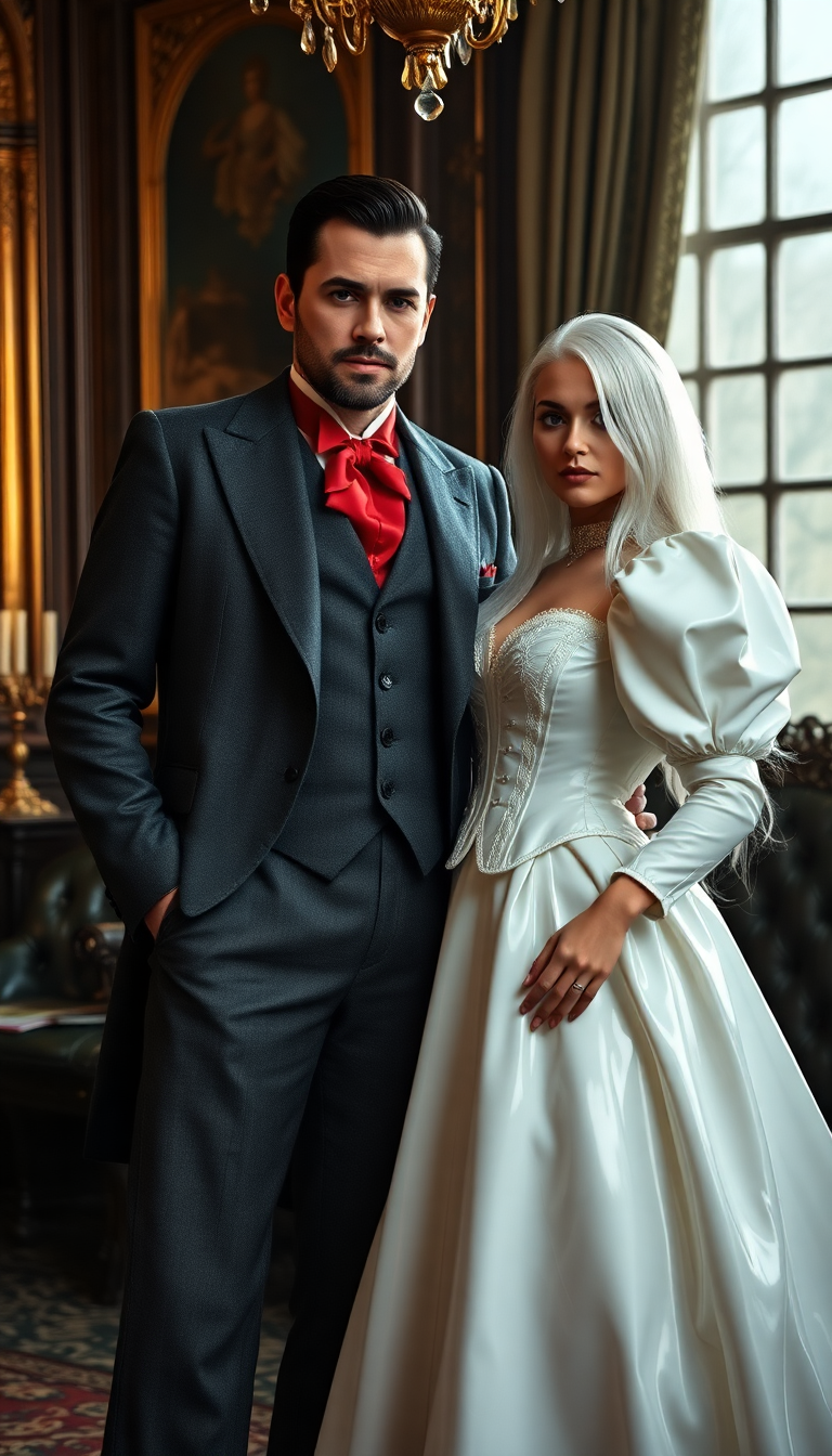 Example: A breathtaking scene unfolds in an opulent Victorian parlour