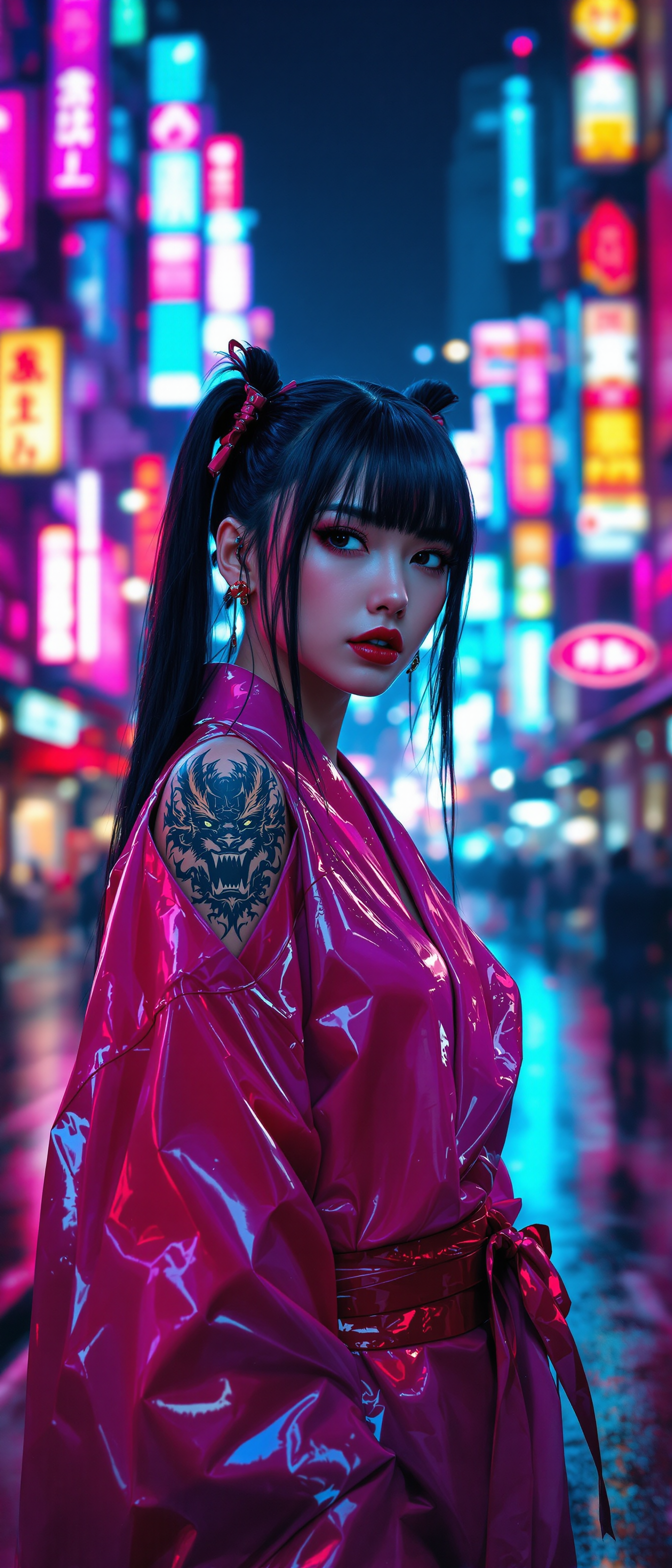 Example: A striking 25-year-old Japanese woman with long