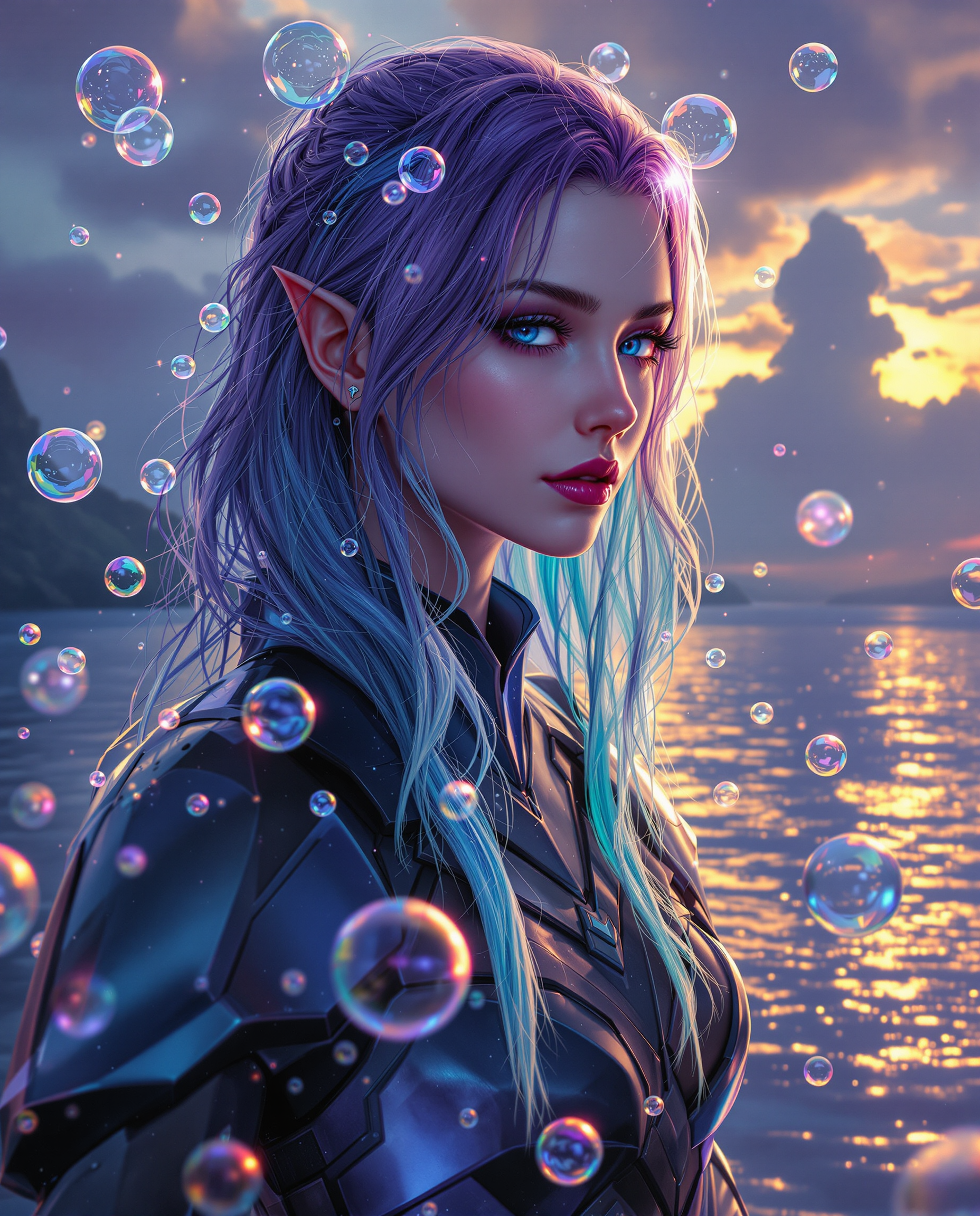 Example: This image is a realistic photo photograph of a female real person digital artwo