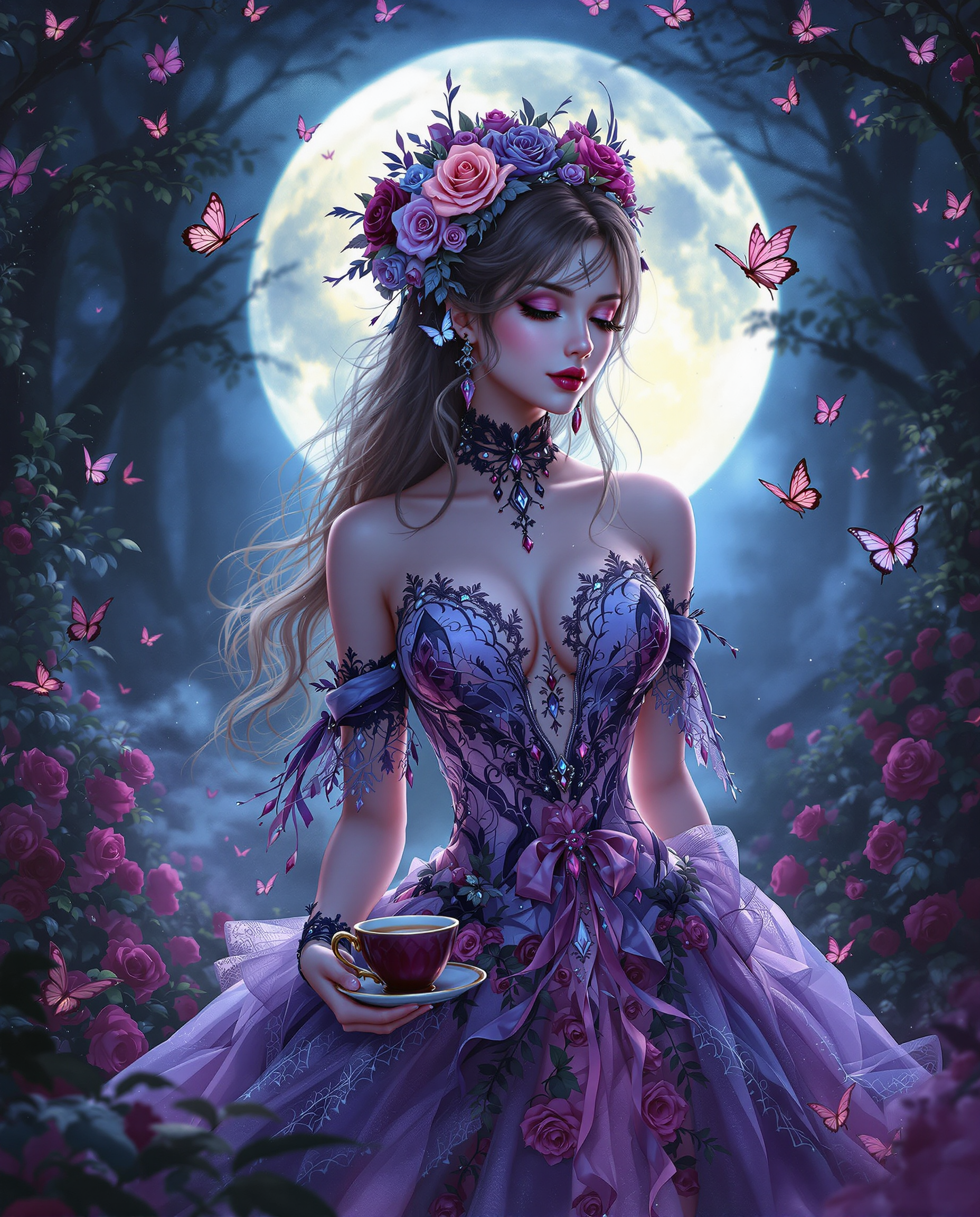 Example: A stunning high-resolution digital painting of a female character in a gothic br