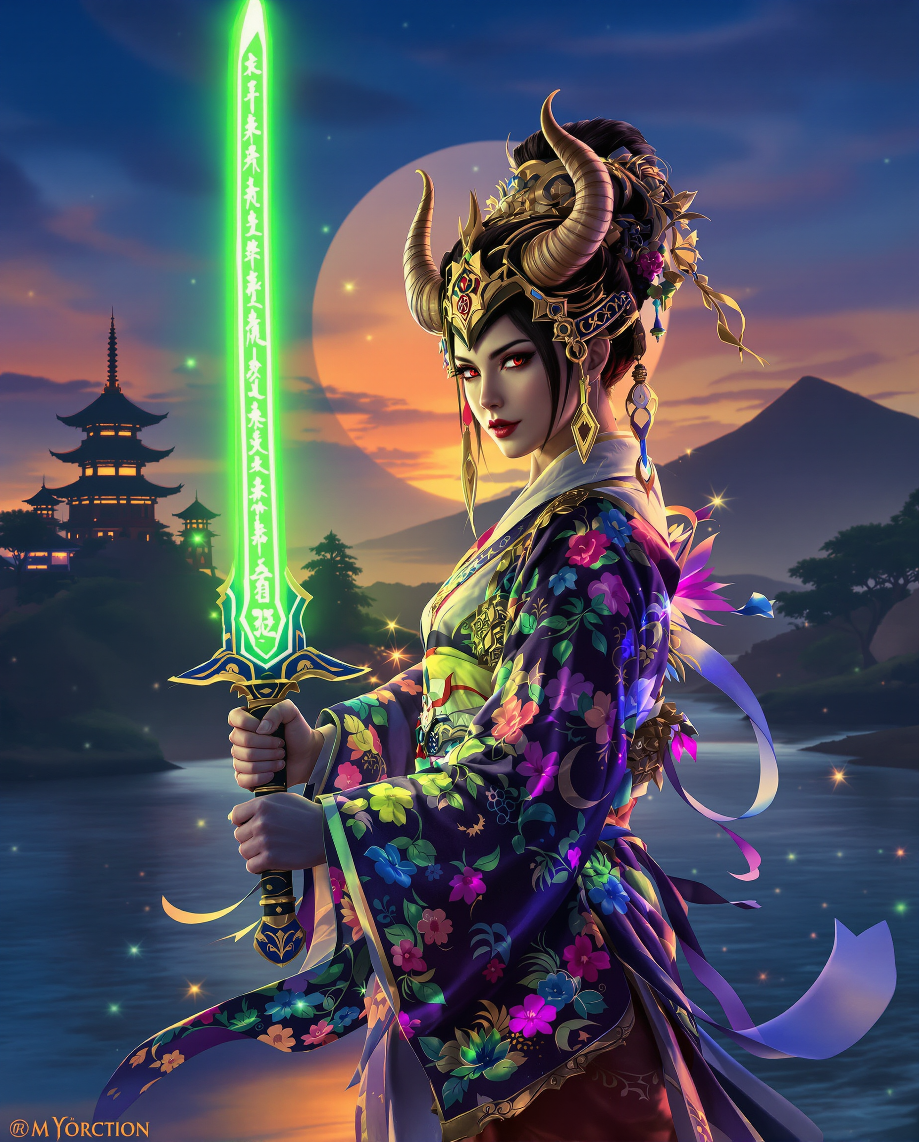 Example: A stunning digital painting of a female warrior