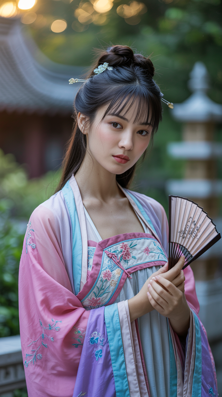 photo, young woman,  19 years old, best quality, dynamic pos, ultra detailed, (chinese_clothing),Fujicolor Pro 400H, L USM